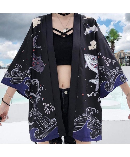 Cover-Ups Women's Summer Loose fit Beach Japanese Kimono Cover up OneSize US S-XL - Style 65 - CG19DSZ2Z3U