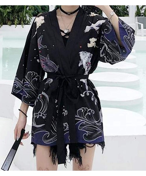 Cover-Ups Women's Summer Loose fit Beach Japanese Kimono Cover up OneSize US S-XL - Style 65 - CG19DSZ2Z3U