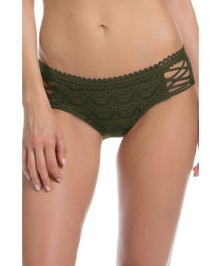 Bottoms Women's Color Play Tab Side Hipster Bikini Bottom - Bay Leaf - CK1863UK90Z