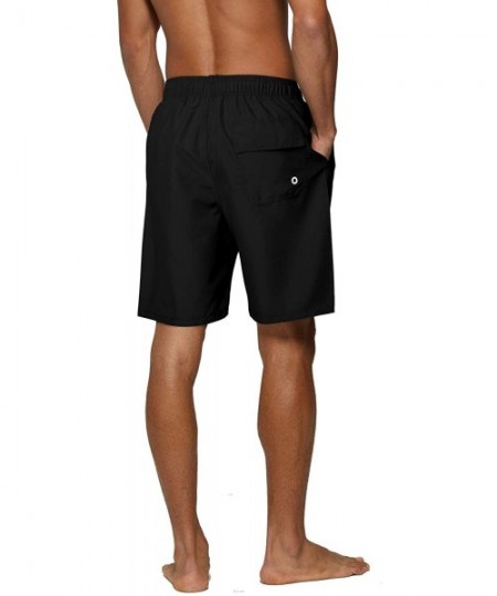 Racing Men's 2 Pack Swim Trunks Quick Dry Beach Boardshorts Classic Length - Black- Grey(pack of 2) - CQ194TMQSZW