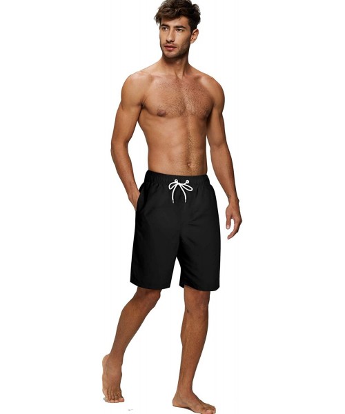 Racing Men's 2 Pack Swim Trunks Quick Dry Beach Boardshorts Classic Length - Black- Grey(pack of 2) - CQ194TMQSZW