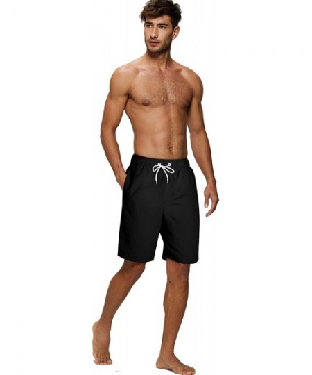 Racing Men's 2 Pack Swim Trunks Quick Dry Beach Boardshorts Classic Length - Black- Grey(pack of 2) - CQ194TMQSZW