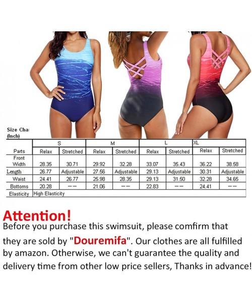 One-Pieces Women's One Piece Swimsuits Athletic Monokinis Bathing Suits Criss Cross Back Swimwear - Blue - CO18QHNIHIE