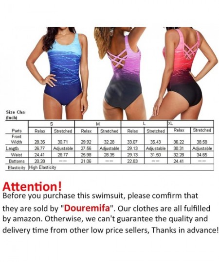 One-Pieces Women's One Piece Swimsuits Athletic Monokinis Bathing Suits Criss Cross Back Swimwear - Blue - CO18QHNIHIE