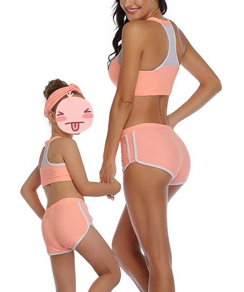 Sets Mommy and Me Family Matching Swimsuits Women Swimwear Bikini Set High Waisted Girls Bathing Suit - Orange-338 - C2196IE8YH7