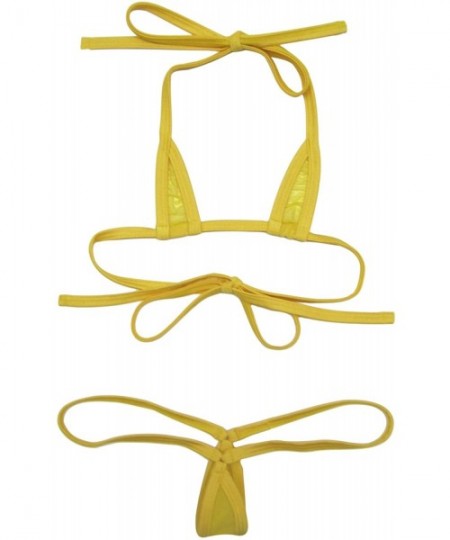 Sets Women's See-Thru Smallest Teardrop G-String Bikini - Yellow - C111XZBMJUR