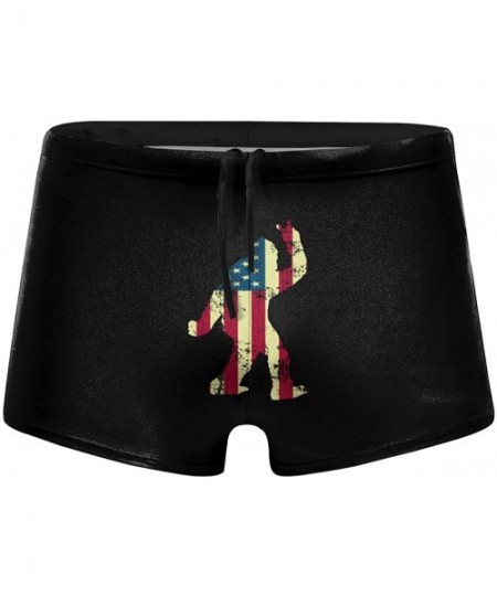 Briefs Iron Worker Skull Men's Quick Dry Swimsuit Boxer Trunks Square Cut Bathing Suits - American Flag Bigfoot - C6196OUNIL0