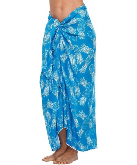 Cover-Ups Womens Beach Cover Up Sarong Swimsuit Cover-Up Pareo Coverups Print - Turquoise - C5193NW3MXE