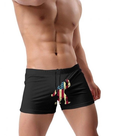 Briefs Iron Worker Skull Men's Quick Dry Swimsuit Boxer Trunks Square Cut Bathing Suits - American Flag Bigfoot - C6196OUNIL0