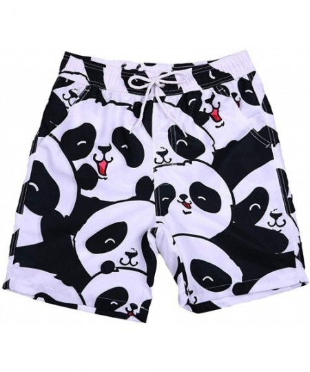 Trunks Men's Swimming Trunks Quick Dry Board Shorts Beach Shorts Cute Panda Printed Boxer Briefs Swimwear Bathing Suits - Bla...