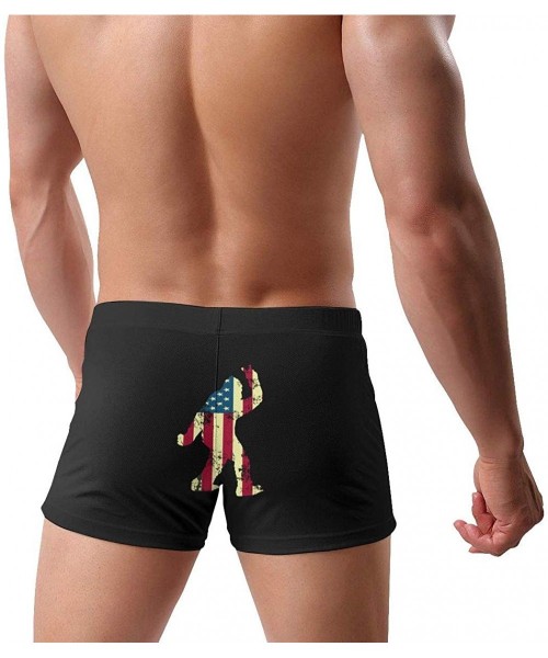 Briefs Iron Worker Skull Men's Quick Dry Swimsuit Boxer Trunks Square Cut Bathing Suits - American Flag Bigfoot - C6196OUNIL0