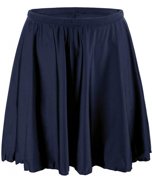 Tankinis Women's Bikini Bottom Swim Skirt High Waisted Swimsuit Bottoms - Navy-boy Leg - CP199SDIRI2