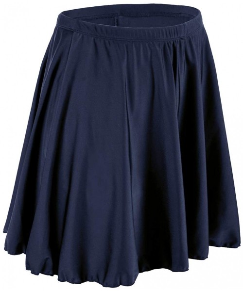 Tankinis Women's Bikini Bottom Swim Skirt High Waisted Swimsuit Bottoms - Navy-boy Leg - CP199SDIRI2