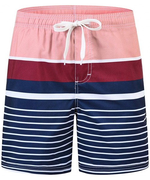 Board Shorts Men's Swim Trunks with Mesh Lining Quick Dry Board Shorts Beach Bathing Shorts - Color Striped - C5192HADWED