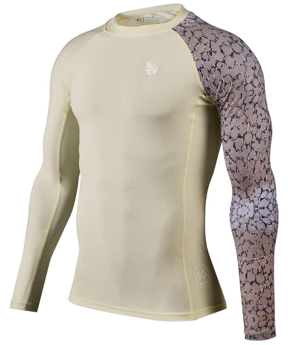 Rash Guards Men's Splice UV Sun Protection UPF 50+ Skins Rash Guard Long Sleeves - Soil - CT18M97TQ7X