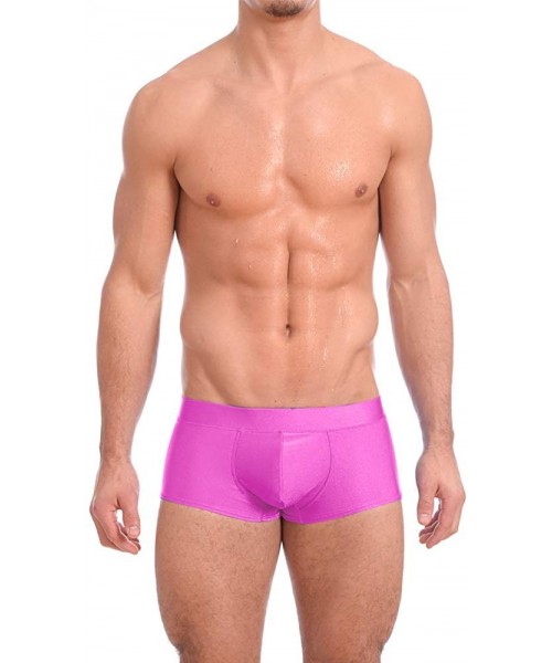 Briefs Mens New Solid Hot Body Boxer Swimsuit - Pink - C8194AMWHDS