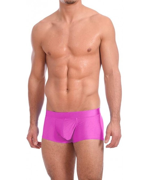 Briefs Mens New Solid Hot Body Boxer Swimsuit - Pink - C8194AMWHDS