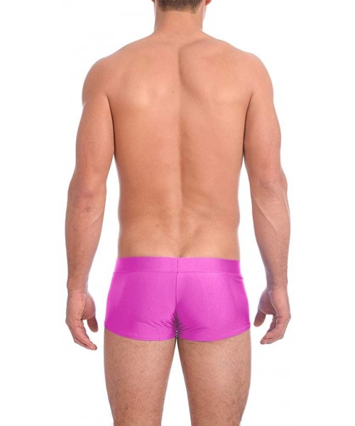 Briefs Mens New Solid Hot Body Boxer Swimsuit - Pink - C8194AMWHDS