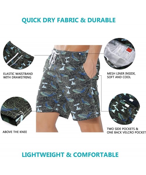 Trunks Men's Swim Trunks Quick Dry Beach Board Shorts Mesh Lining Swimwear Bathing Suits - Green - CR18NECIWEX