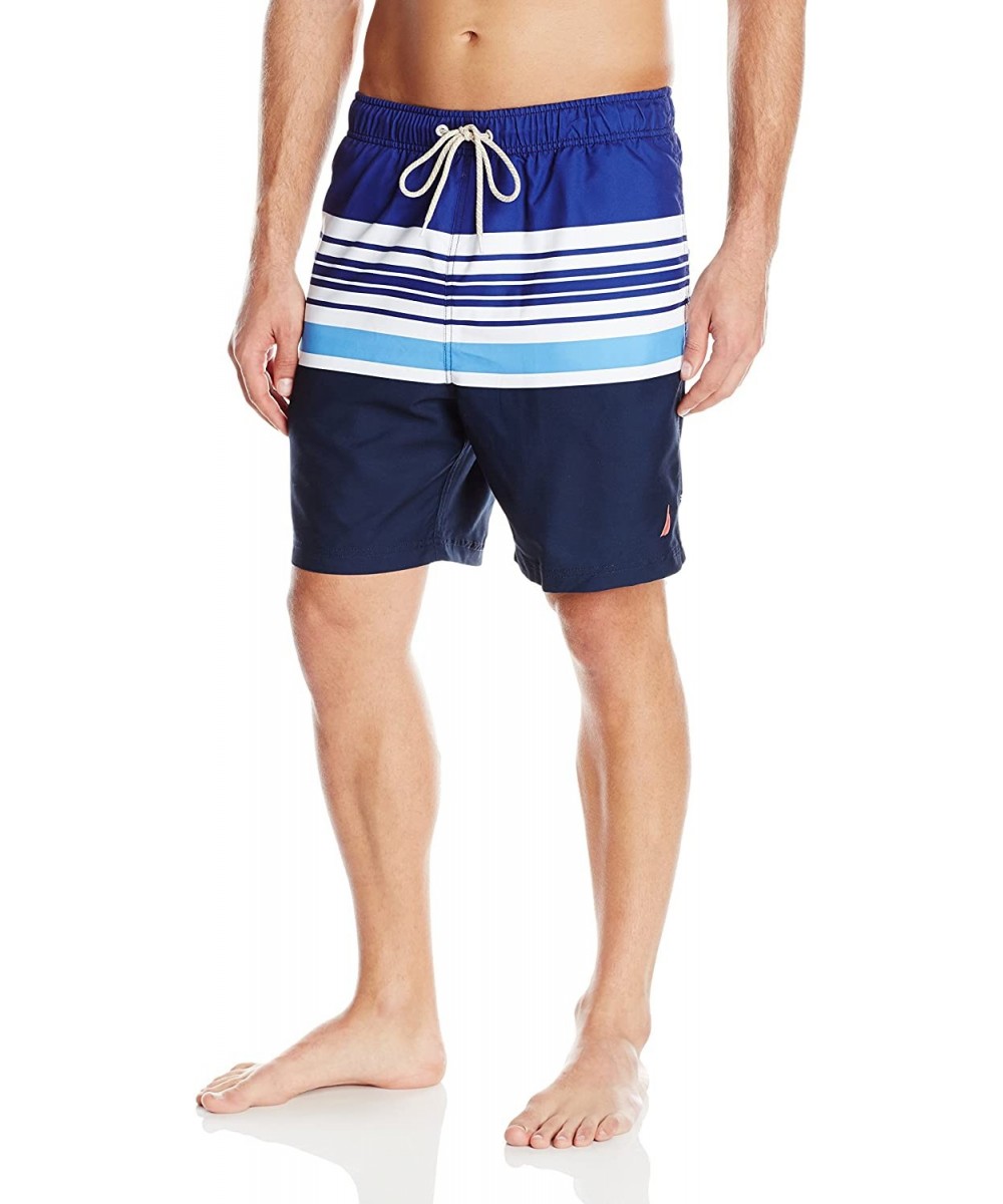 Trunks Men's Multi Stripe Swim Trunk - Passage Navy - CF11PEYSUV5