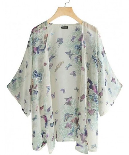 Cover-Ups Womens Open Front Loose Casual Chiffon Kimono Cover ups Cardigan - 1 - C7190X3DA2I