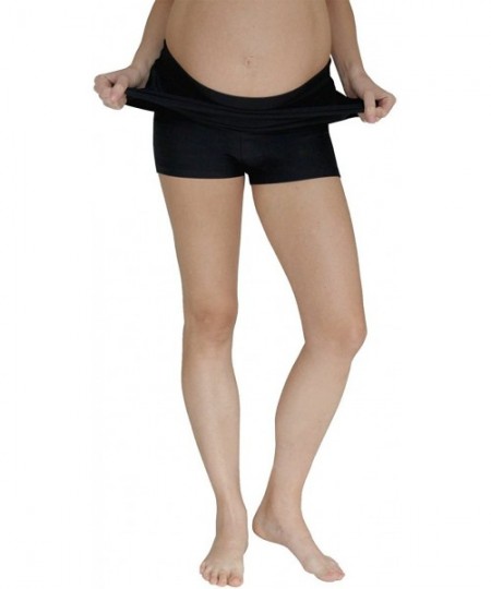 Bottoms Women's Maternity Swim Skirt with Attached Boyshort - Black - C3121ZQCYZD