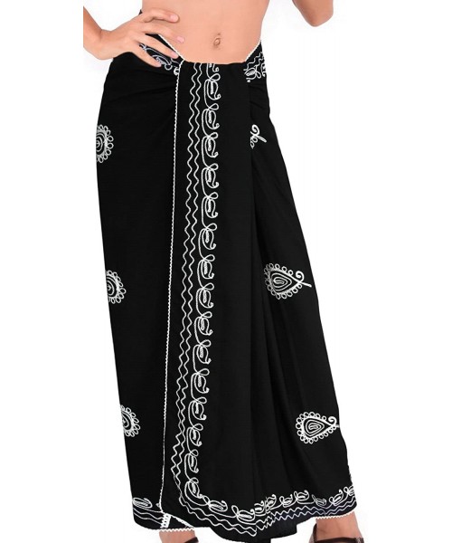 Cover-Ups Women's Swimsuit Cover Up Sarong Bikini Pareo Beach Wrap Embroidered - Halloween Black_p246 - C111CC76GMR