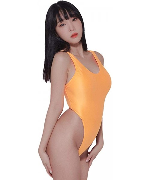 One-Pieces Women's High Cut One Piece Backless Thong Brazilian Bikini Sexy Swimwear - Orange - CW18WQXZGH5