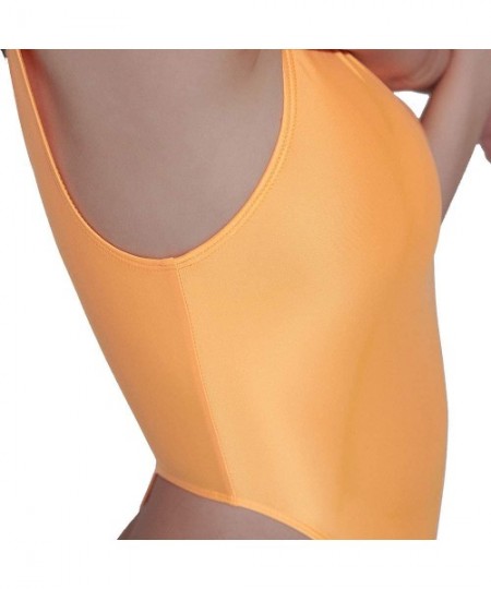 One-Pieces Women's High Cut One Piece Backless Thong Brazilian Bikini Sexy Swimwear - Orange - CW18WQXZGH5