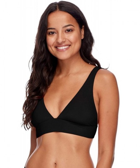 Tops Women's Isabella Wide Band Triangle Bikini Top Swimsuit - Black - CX18I08LLLC