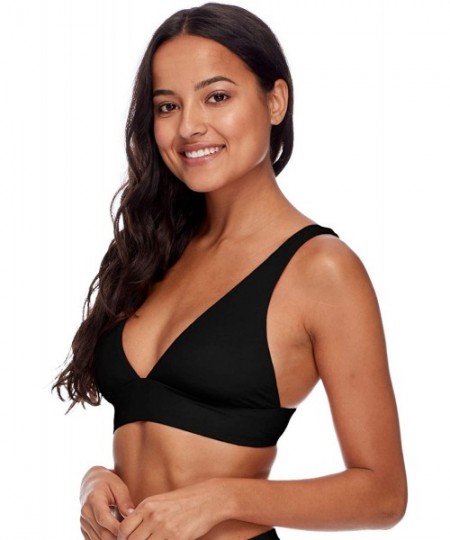 Tops Women's Isabella Wide Band Triangle Bikini Top Swimsuit - Black - CX18I08LLLC