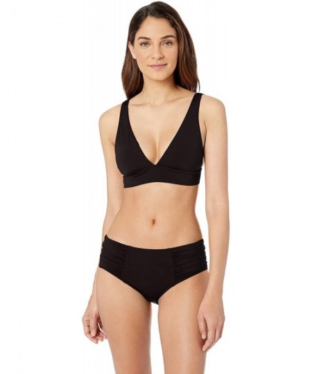 Tops Women's Isabella Wide Band Triangle Bikini Top Swimsuit - Black - CX18I08LLLC