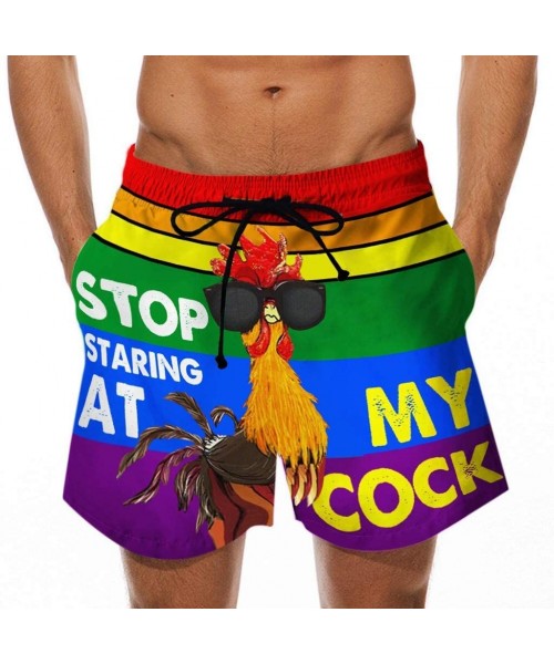 Board Shorts Mens Funny Rooster Swim Shorts Quick Dry Cock Beach Pants Summer Fun Shorts - Purple2 - CN19DHWHZHW