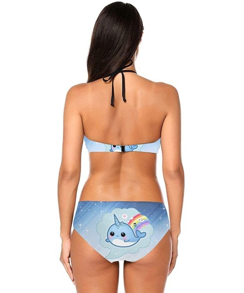 Sets Women's Girls Bikini Set Beach Swimsuit with Bandage Padded Push-Up - Cute Kawaii Baby Narwhal - CZ196SK3A5R