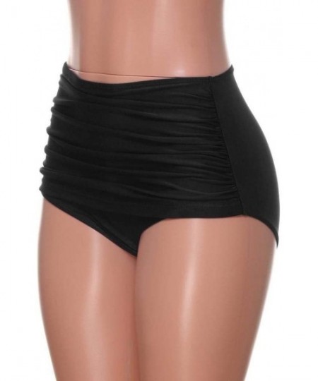 Bottoms Summer Hot! Women's High Waisted Swim Bottom Ruched Bikini Tankini Swimsuit Briefs - Black - CE18EXRIZ9E