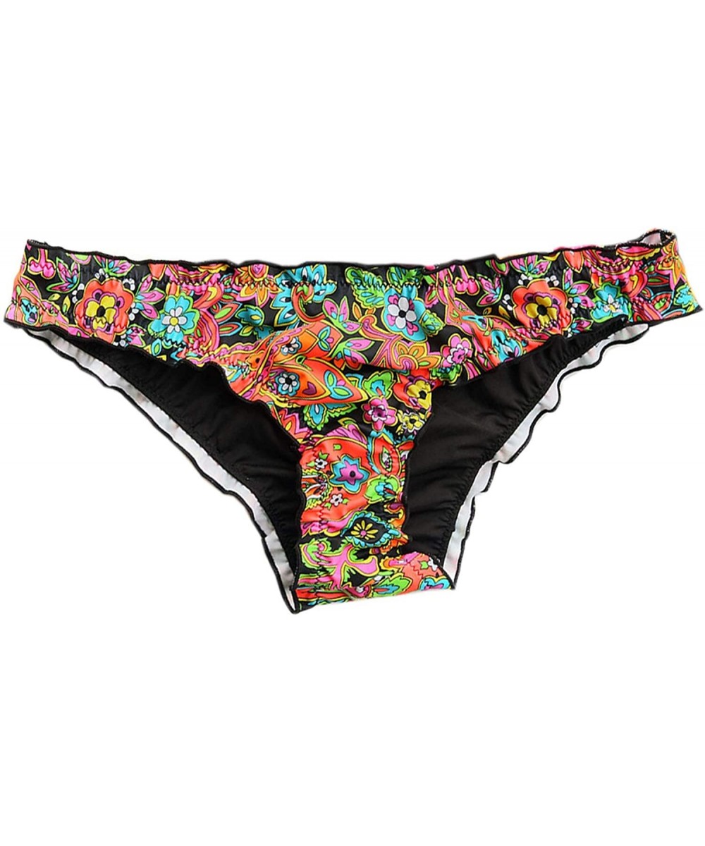 Bottoms Victoria Women's Ruffle Wavy Bikini Bottom Low Rise Hipster Allure Cheeky Swim Bottom - Multi Color - C318R5LUAM0