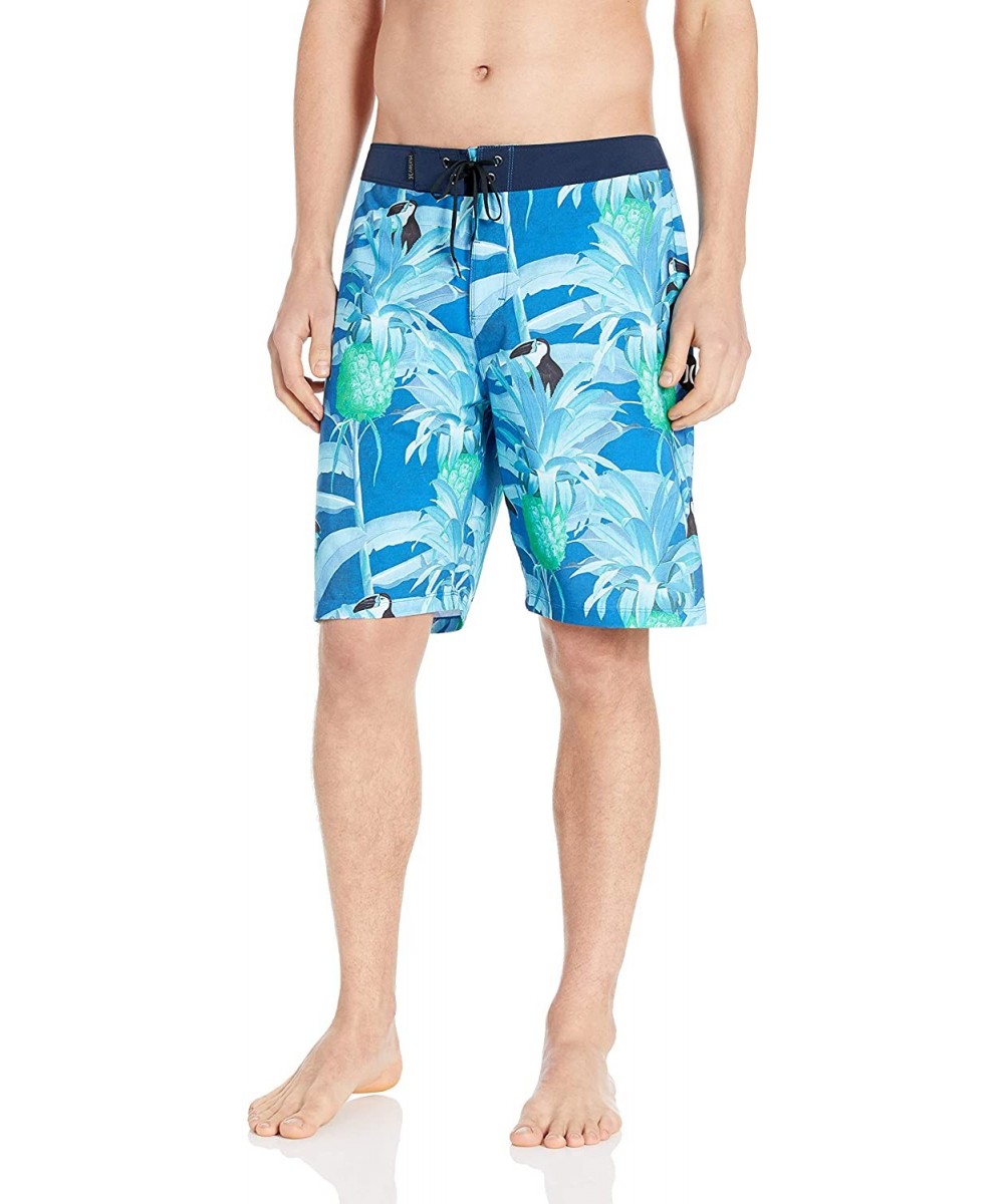 Board Shorts Men's Phantom Stretch Printed 20" Boardshort Swim Short - Blue Force - C118GRKYXK0