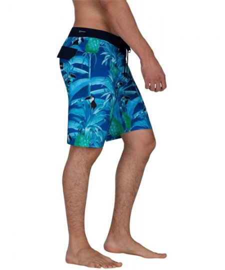 Board Shorts Men's Phantom Stretch Printed 20" Boardshort Swim Short - Blue Force - C118GRKYXK0