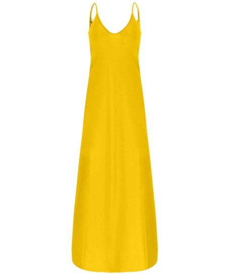 Cover-Ups Women's Spaghetti Strap Cami Maxi Dresses Sleeveless V-Neck Summer Casual Loose Long Dress Irregular Beach Sundress...