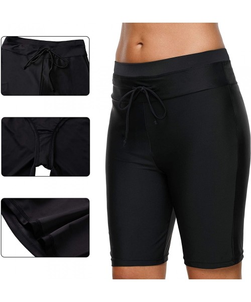 Bottoms Women's Rash Guard Board Shorts UPF50+ Sports Capris Swim Bottom Skinny Surfing Tights with Side Drawstring - Black W...