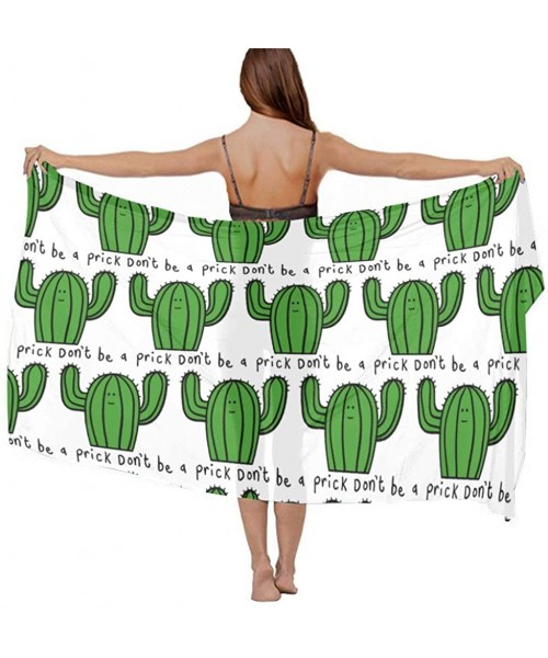 Cover-Ups Women Chiffon Scarf Sunscreen Shawl Wrap Swimsuit Cover Up Beach Sarongs - Cactus Don't Be a Prick Mug - CQ19C6MALQ2