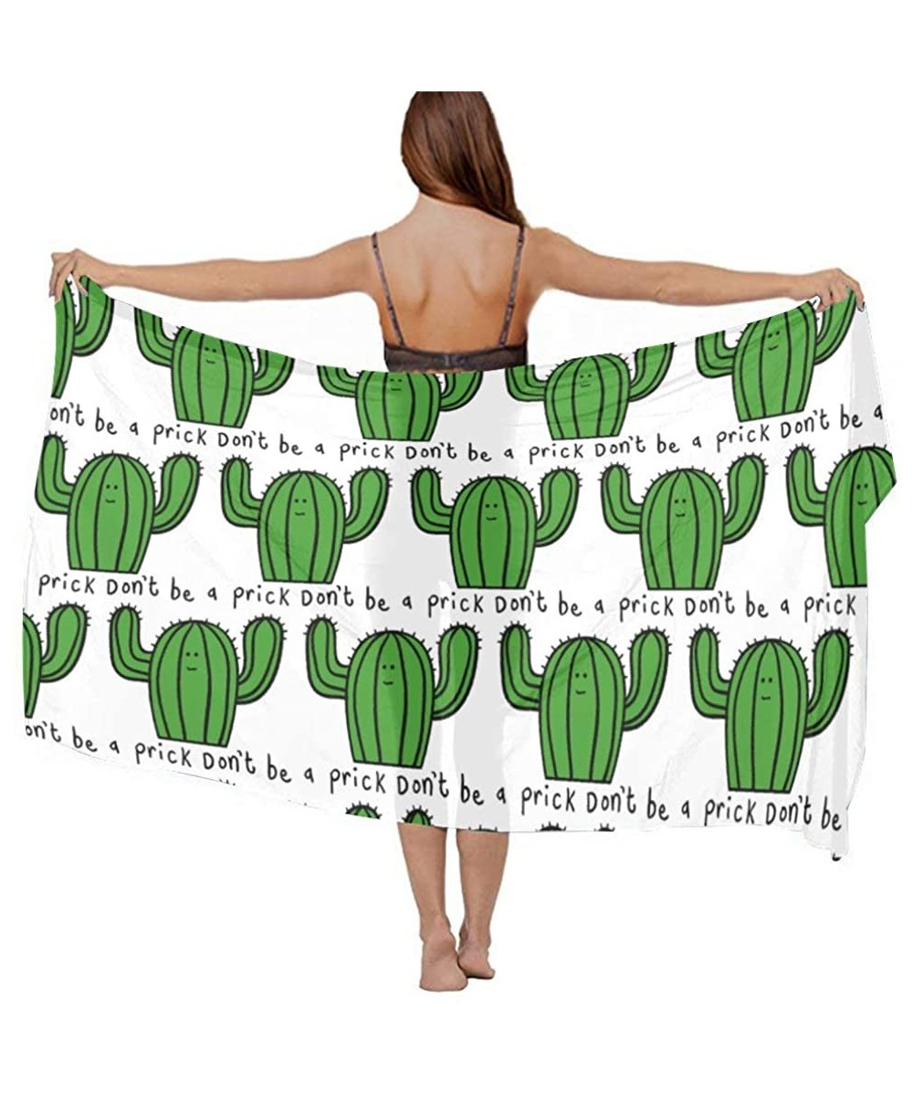 Cover-Ups Women Chiffon Scarf Sunscreen Shawl Wrap Swimsuit Cover Up Beach Sarongs - Cactus Don't Be a Prick Mug - CQ19C6MALQ2