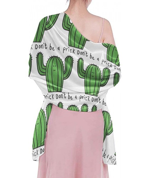 Cover-Ups Women Chiffon Scarf Sunscreen Shawl Wrap Swimsuit Cover Up Beach Sarongs - Cactus Don't Be a Prick Mug - CQ19C6MALQ2