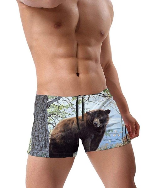 Racing Men's Swim Trunks Brown Bear Under The Tree Quick Dry Boxer Trunks Breathable Swim Trunks Briefs - CY19E8QO47I