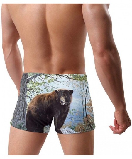 Racing Men's Swim Trunks Brown Bear Under The Tree Quick Dry Boxer Trunks Breathable Swim Trunks Briefs - CY19E8QO47I