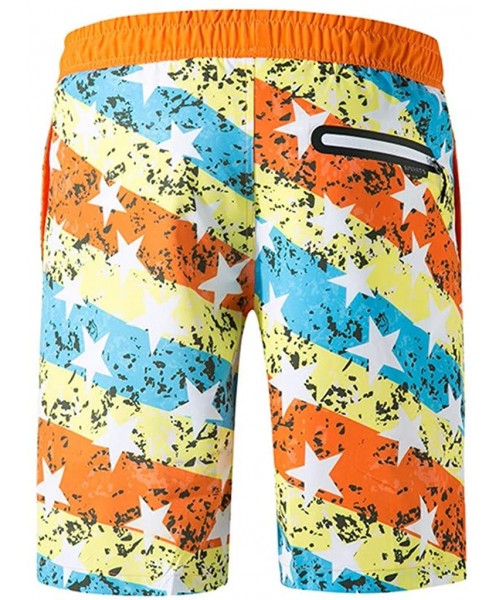 Racing Men's Breathable Swim Trunks UAS Flag Eagle Print Patriotic Surfing Surfing Board Trunks Zulmuliu - Orange - CP18N6XO927