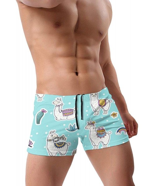 Briefs Men's Swimwear Swim Trunks Lioness Cat Boxer Brief Quick Dry Swimsuits Board Shorts - Lama - CN19DYCG6HC