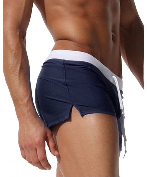 Trunks Men Swim Trunks Shorts Beach Shorts with Zipper Pockets - Darkblue - CV18HWIGQEA