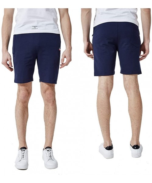 Trunks Men's Summer Elastic Waist Casual Short Stretch Cotton Pocket Shorts Daily Wear Walking - Blue 16 - C219C4EAA8Y