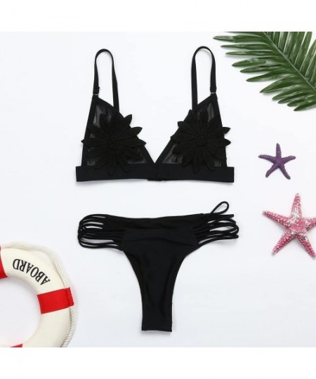 Sets 2020 New Bandage Bikini Sexy Swimwear Women Swimsuit Push Up Bikini Set Brazilian Bathing Suits Beach - Black - C2190HAAERX